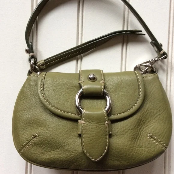 Banana Republic Green Leather Handbag /Wristlet - Picture 5 of 13